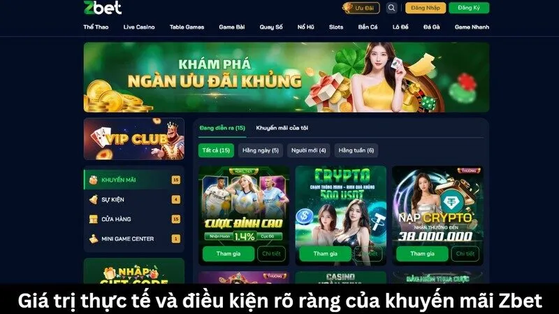 Giá trị thực tế và điều kiện rõ ràng của khuyến mãi Zbet